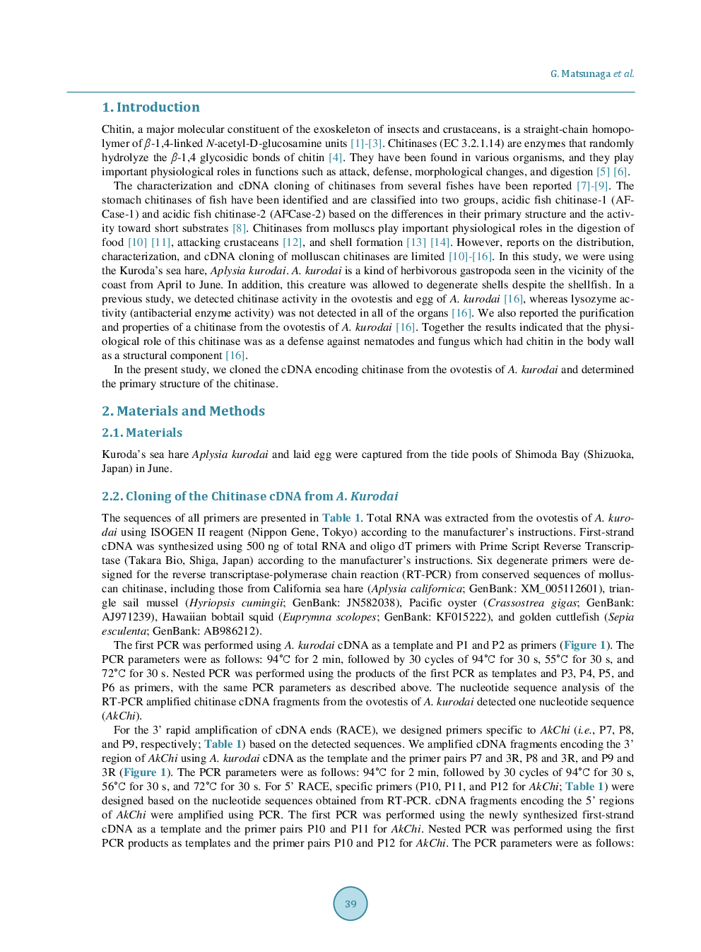 Molecular Cloning Of A Chitinase Gene From The Ovotestis Of Kuroda’s Sea Hare Aplysia Kurodai - Page 3