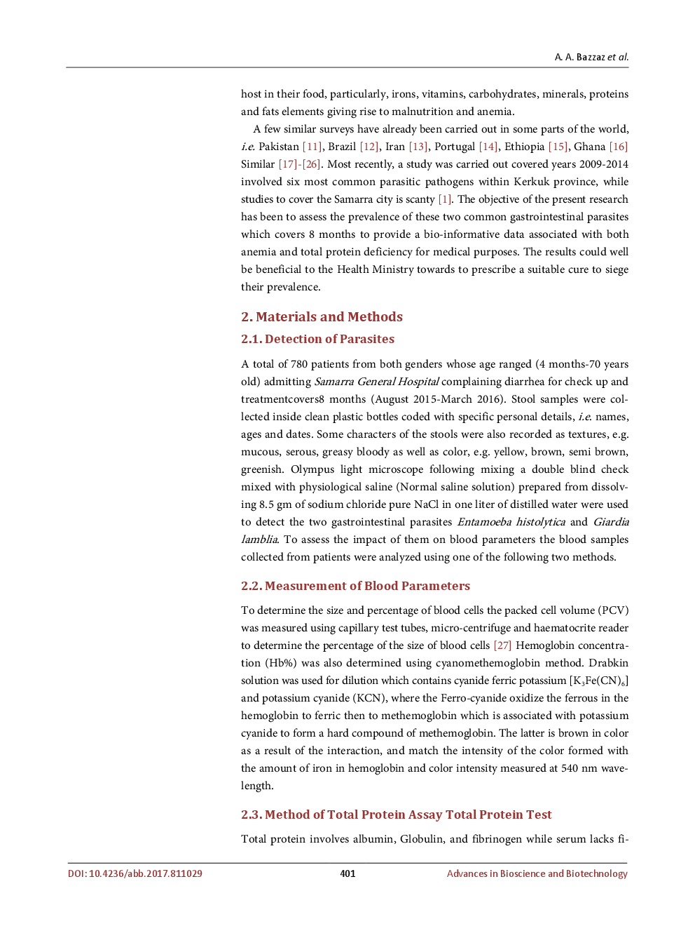 Prevalence Of Two Gastrointestinal Parasites Entamoeba Histolytica And Giardia lamblia Within Samarra City, Iraq - Page 4