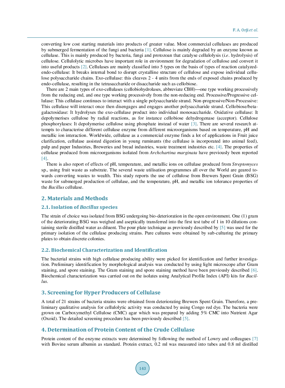Properties Of Bacillus Species Cellulase Produced Using Cellulose From Brewers Spent Grain (BSG) As Substrate - Page 3