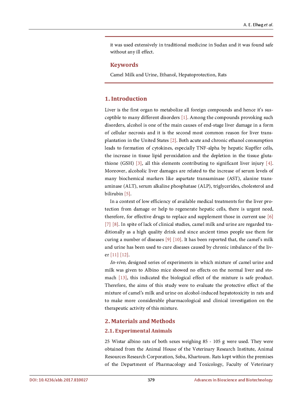 Protective Activity Of Camel’s Milk And Urine Mixture (Camelus Dromedarius) Against Ethanol-Induced Hepatotoxicity in Rats - Page 3