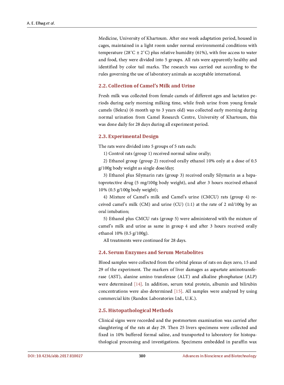Protective Activity Of Camel’s Milk And Urine Mixture (Camelus Dromedarius) Against Ethanol-Induced Hepatotoxicity in Rats - Page 4
