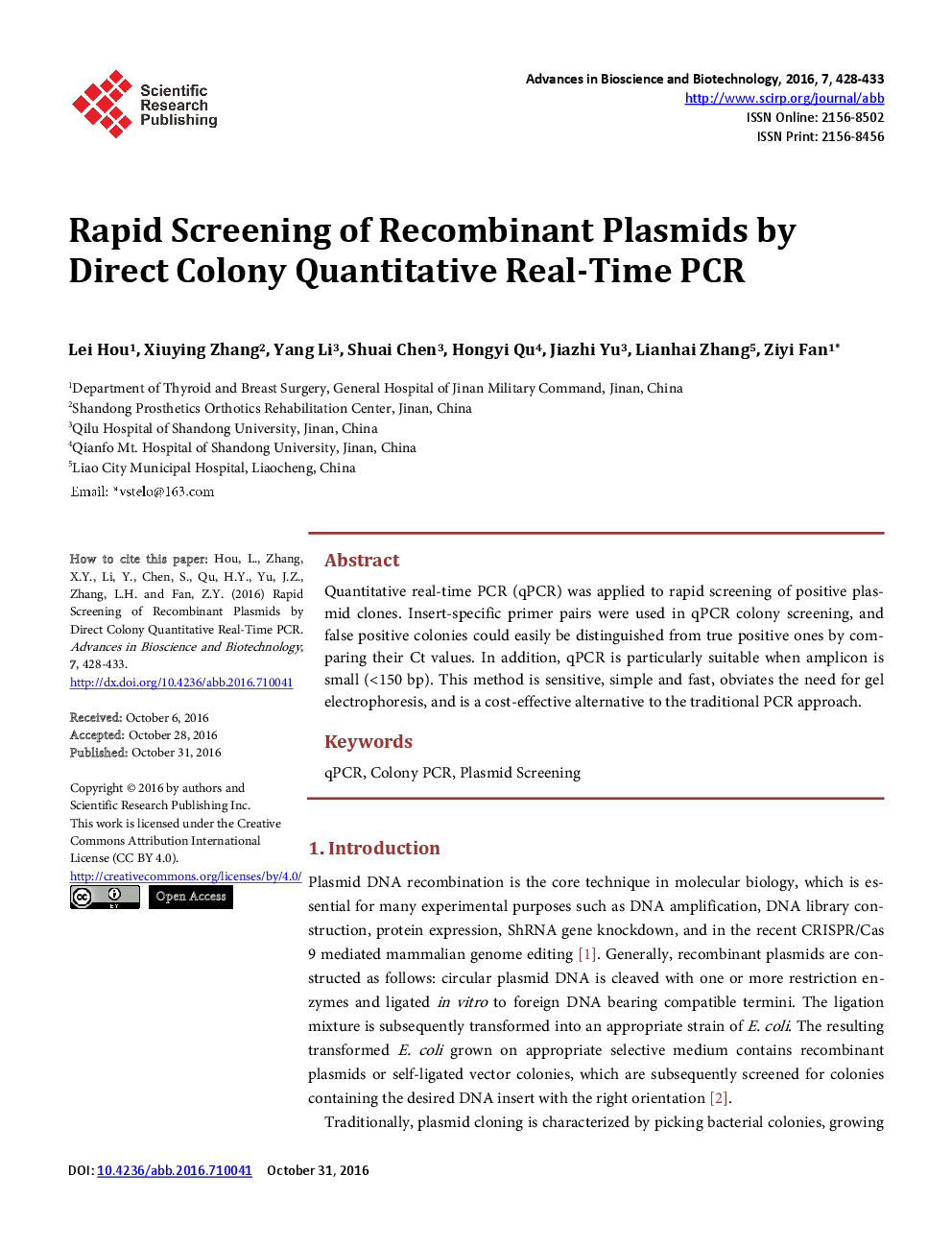 Rapid Screening Of Recombinant Plasmids By Direct Colony Quantitative Real-Time PCR - Page 2