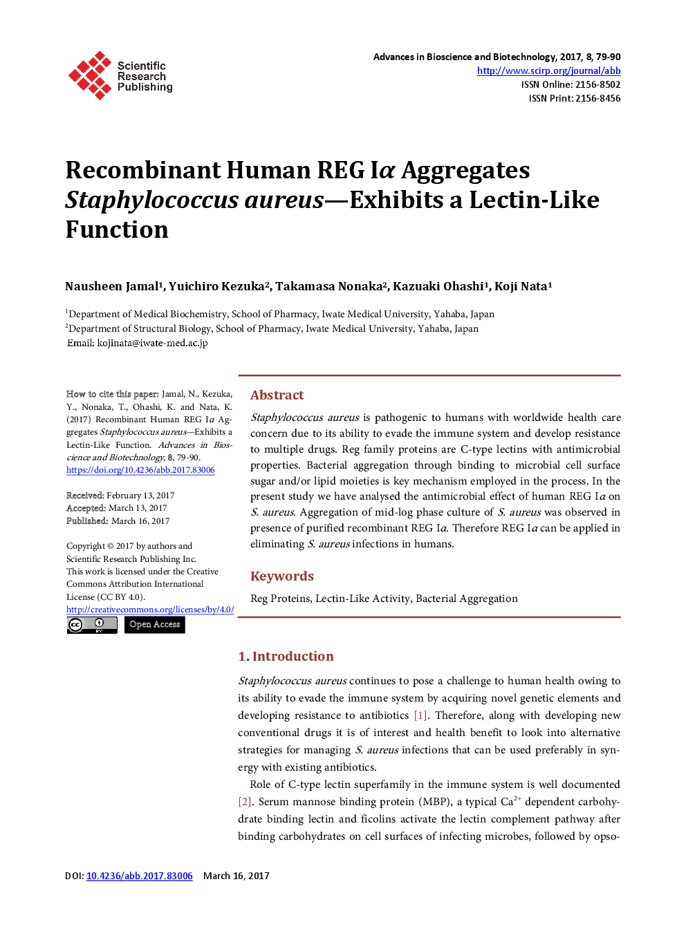 Recombinant Human REG Iα Aggregates Staphylococcus Aureus—Exhibits A Lectin-Like Function - Page 2