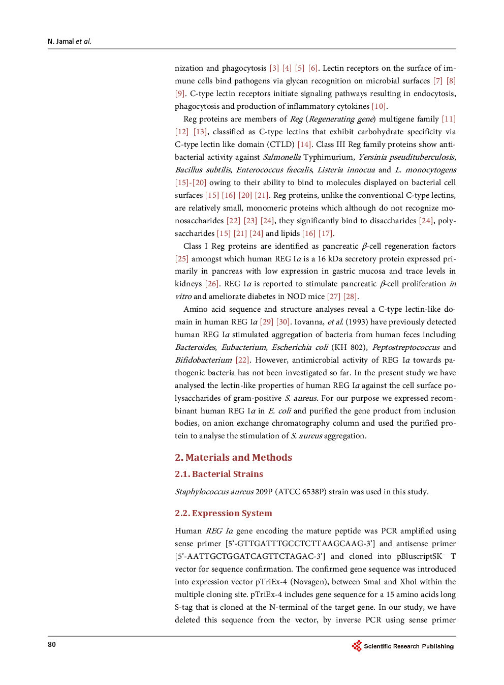 Recombinant Human REG Iα Aggregates Staphylococcus Aureus—Exhibits A Lectin-Like Function - Page 3