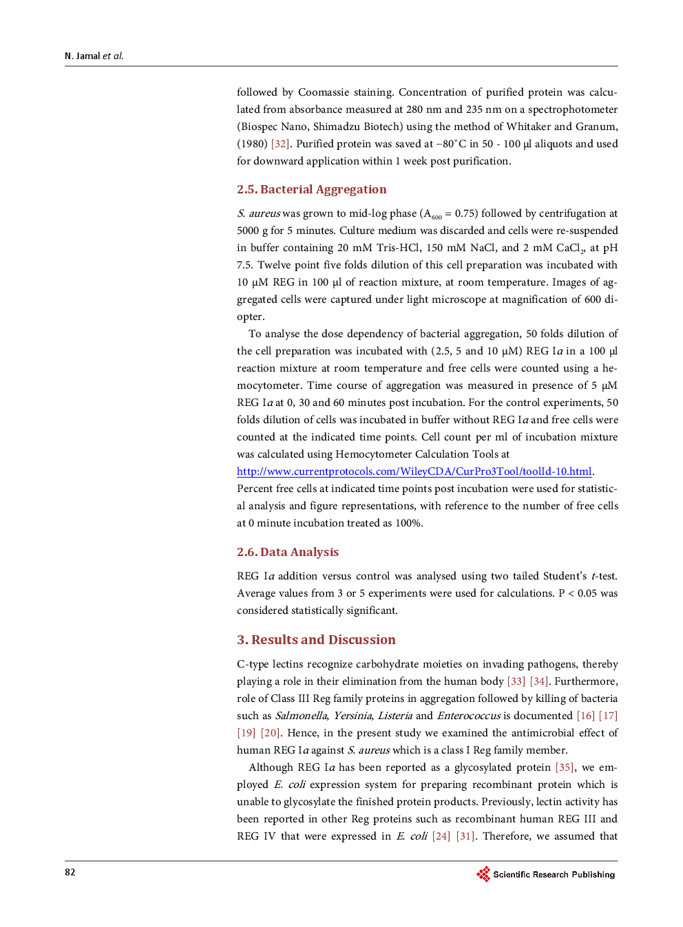 Recombinant Human REG Iα Aggregates Staphylococcus Aureus—Exhibits A Lectin-Like Function - Page 5