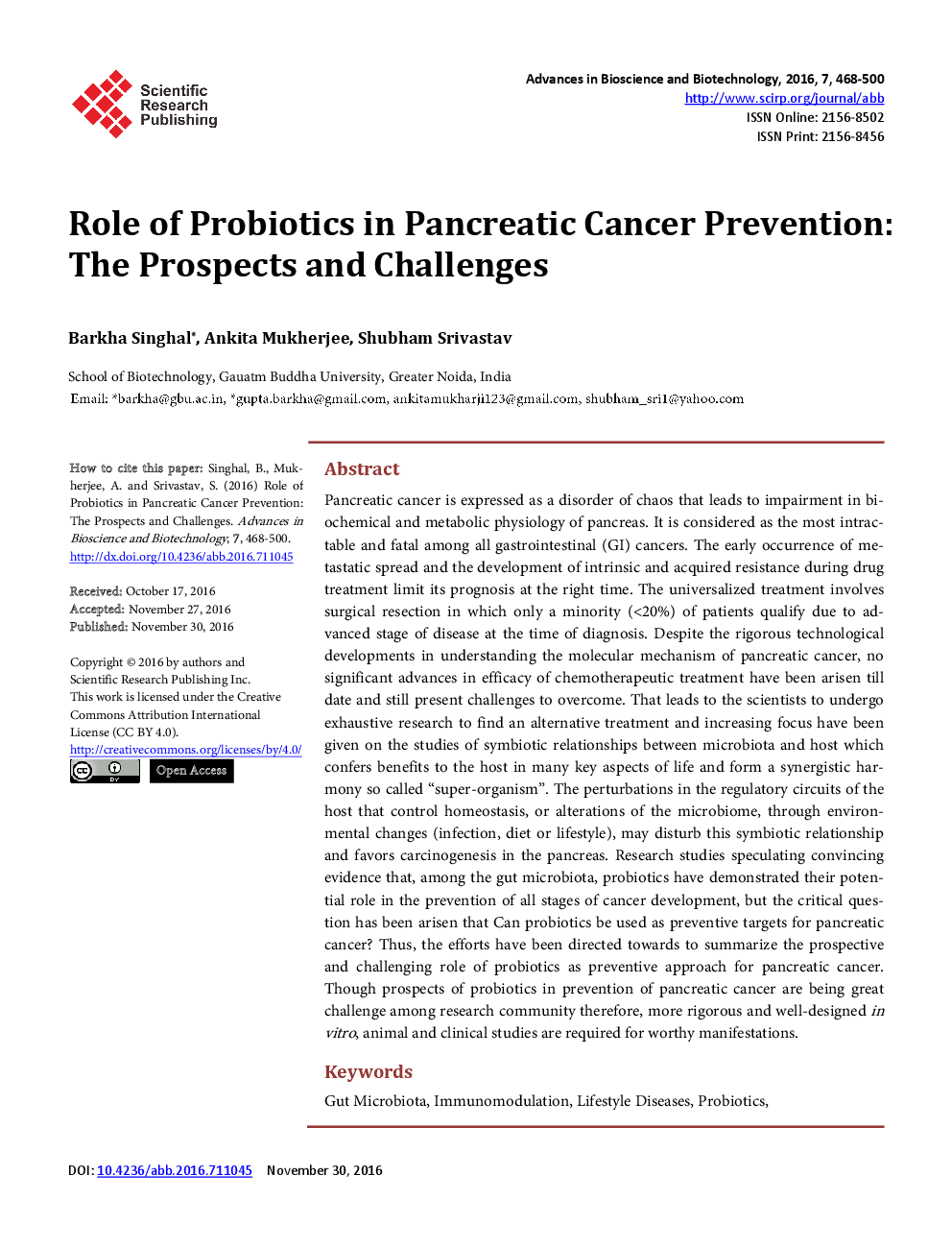 Role Of Probiotics In Pancreatic Cancer Prevention: The Prospects And Challenges - Page 2