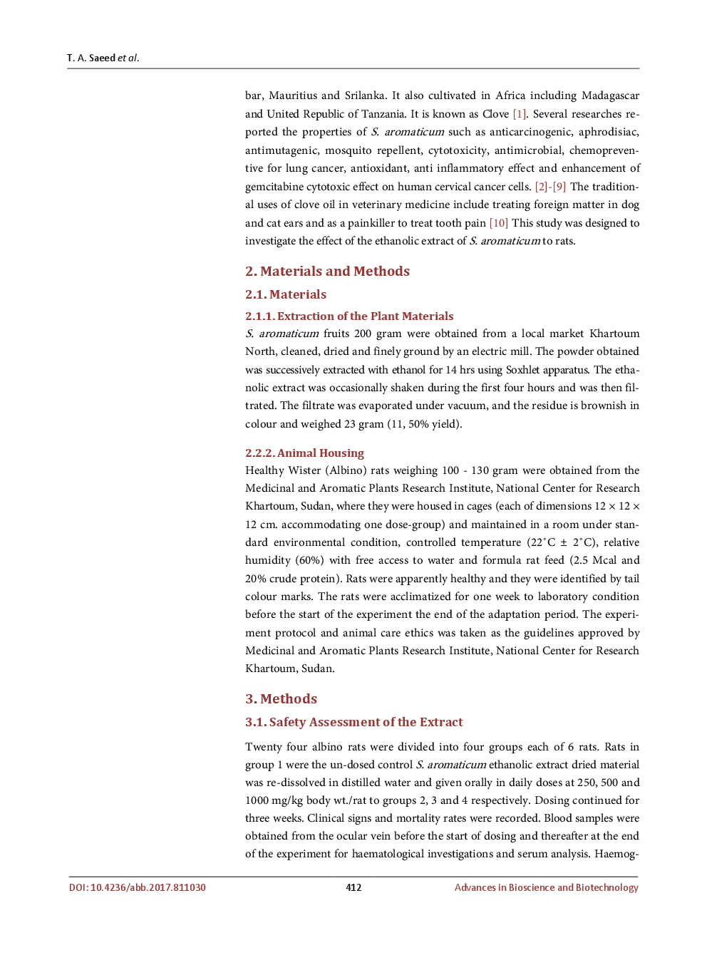 Safety Assessment And Potential Anti-Inflammatory Effect Of Ethanolic Extract Of Syzygium Aromaticum In Albino Rats - Page 3
