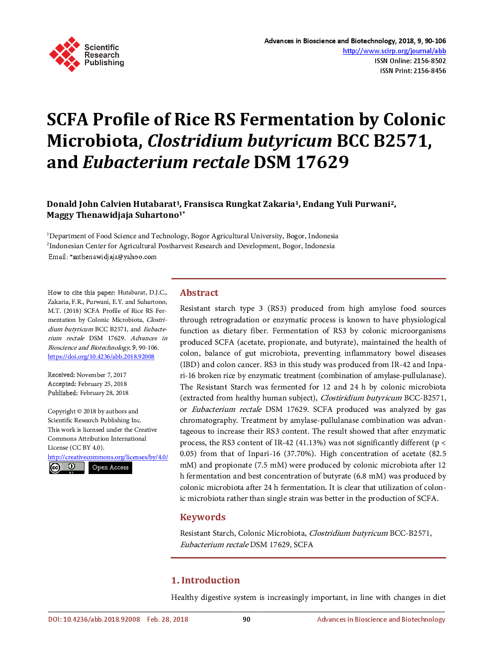 SCFA Profile Of Rice RS Fermentation By Colonic Microbiota, Clostridium Butyricum BCC B2571, And Eubacterium Rectale DSM 17629 - Page 2
