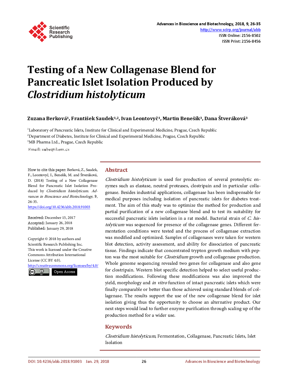 Testing Of A New Collagenase Blend For Pancreatic Islet Isolation Produced By Clostridium Histolyticum - Page 2