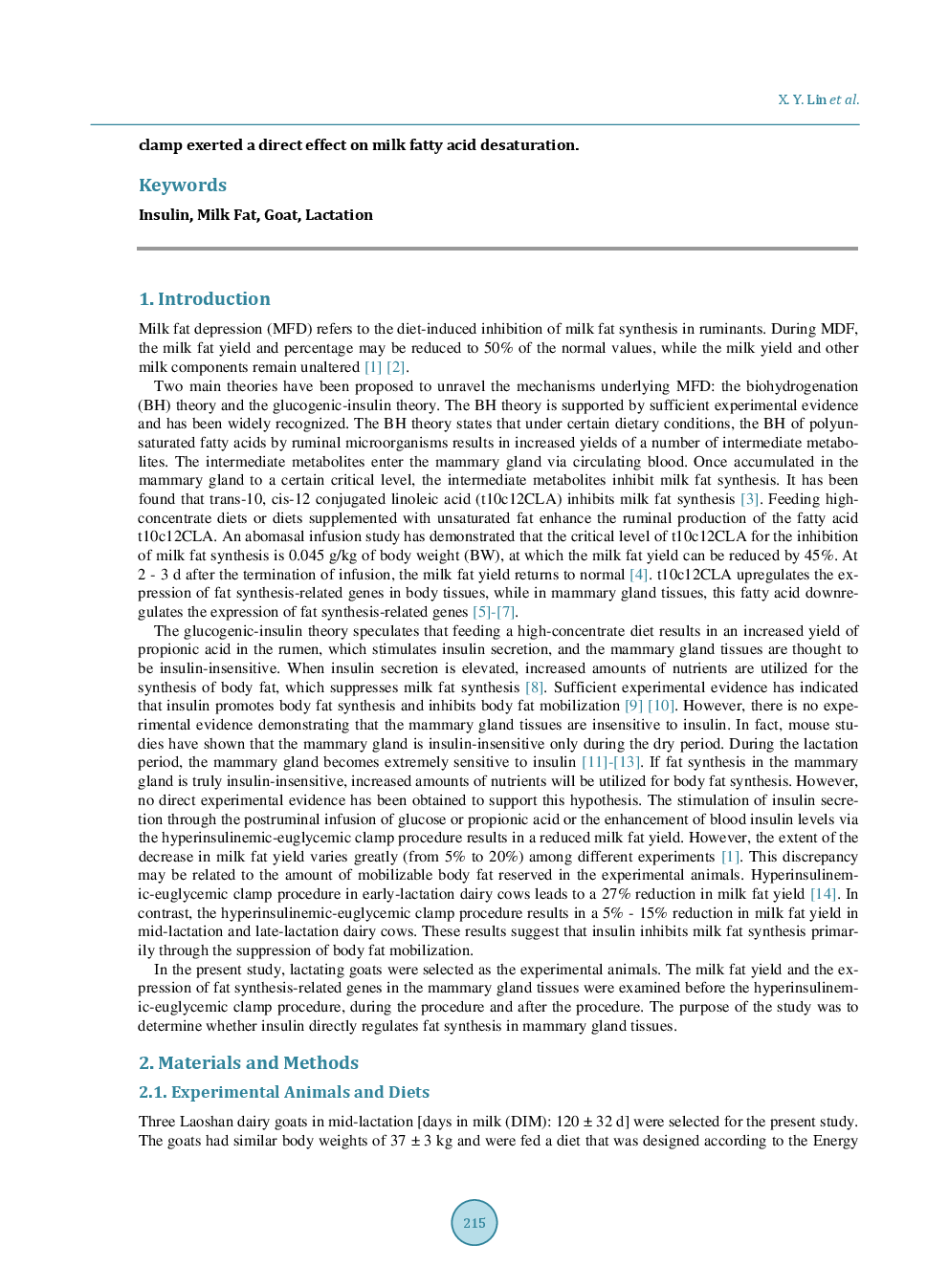The Effects Of A Hyperinsulinemic-Euglycemic Clamp On Milk Fat Synthesis And The Expression Of Fat Synthesis-Related Genes In The Mammary Gland Tissues Of Lactating Goats - Page 3