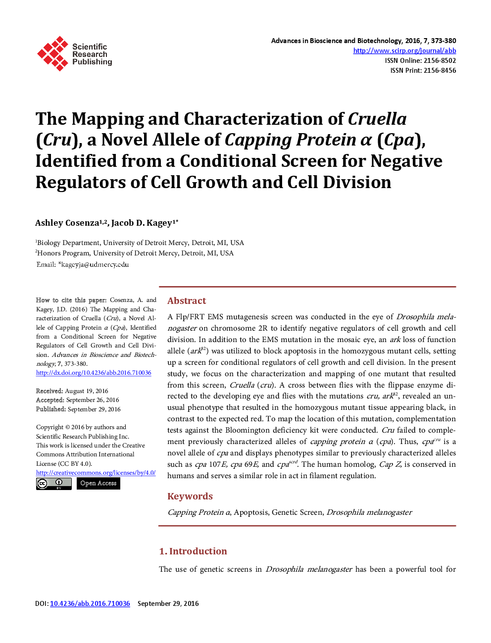 The Mapping And Characterization Of Cruella (Cru), A Novel Allele Of Capping Protein α (Cpa), Identified From A Conditional Screen For Negative Regulators Of Cell Growth And Cell Division - Page 2