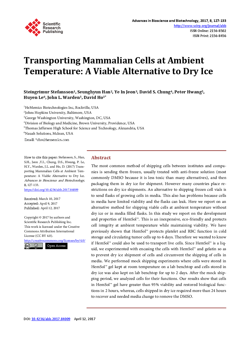 Transporting Mammalian Cells At Ambient Temperature: A Viable Alternative To Dry Ice - Page 2