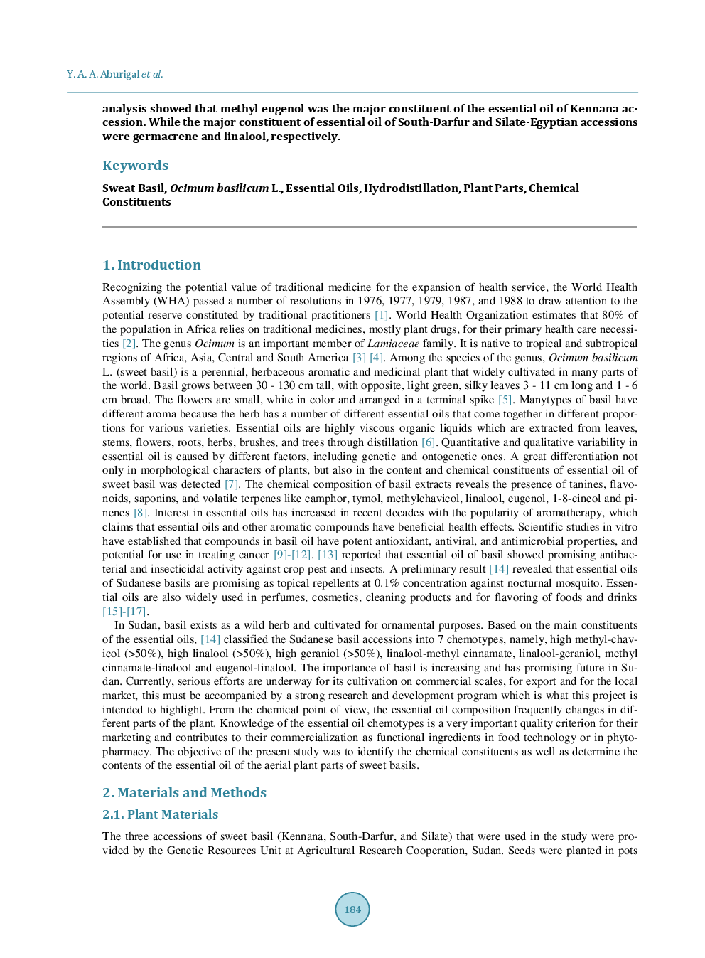 Variability in Content and Chemical Constituents Of Essential Oil Of Sweet Basil (Ocimum basilicum L.) Obtained From Aerial Plant Parts - Page 3