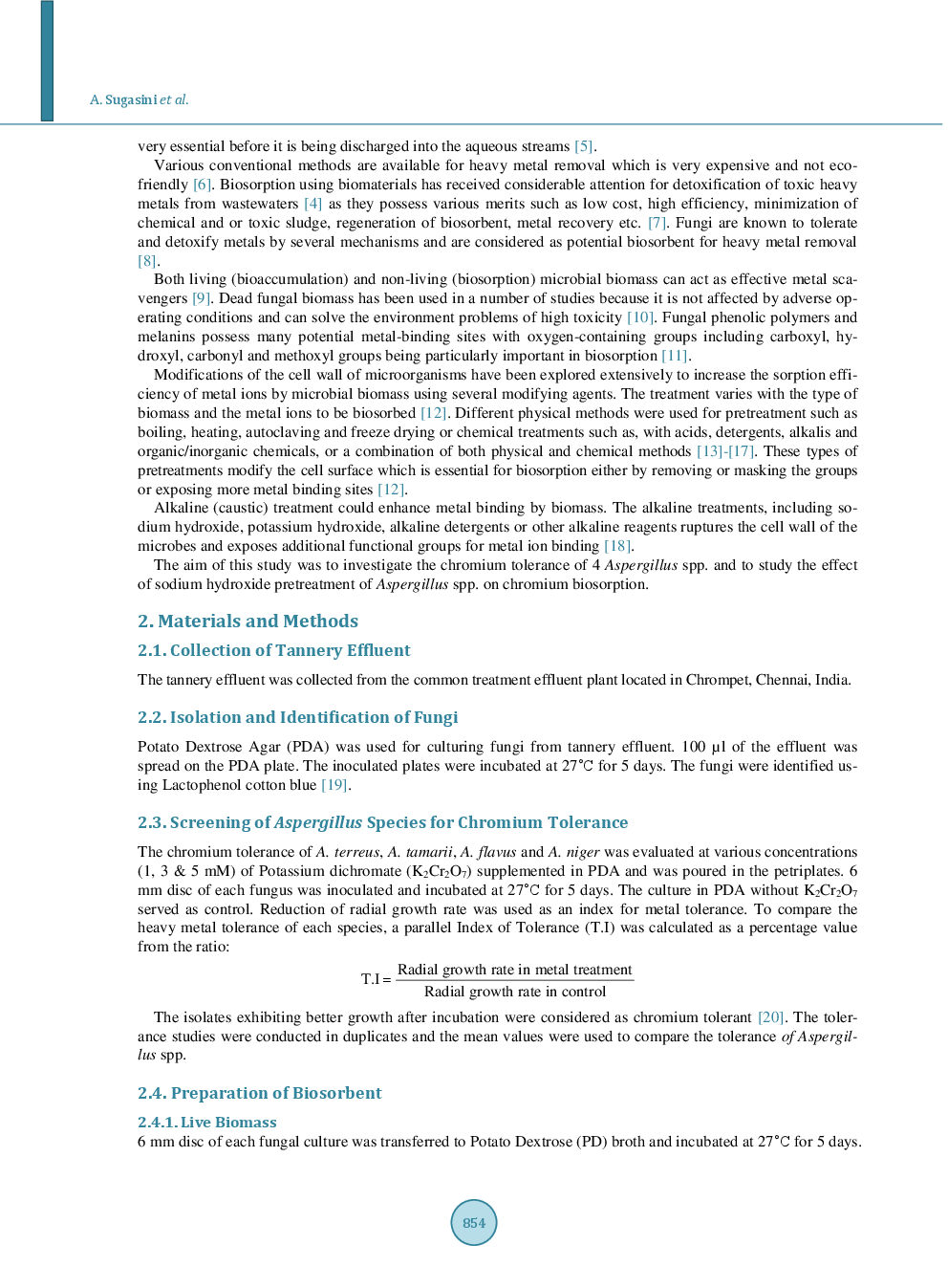 A Study On Biosorption Potential Of Aspergillus Sp. Of Tannery Effluent - Page 3