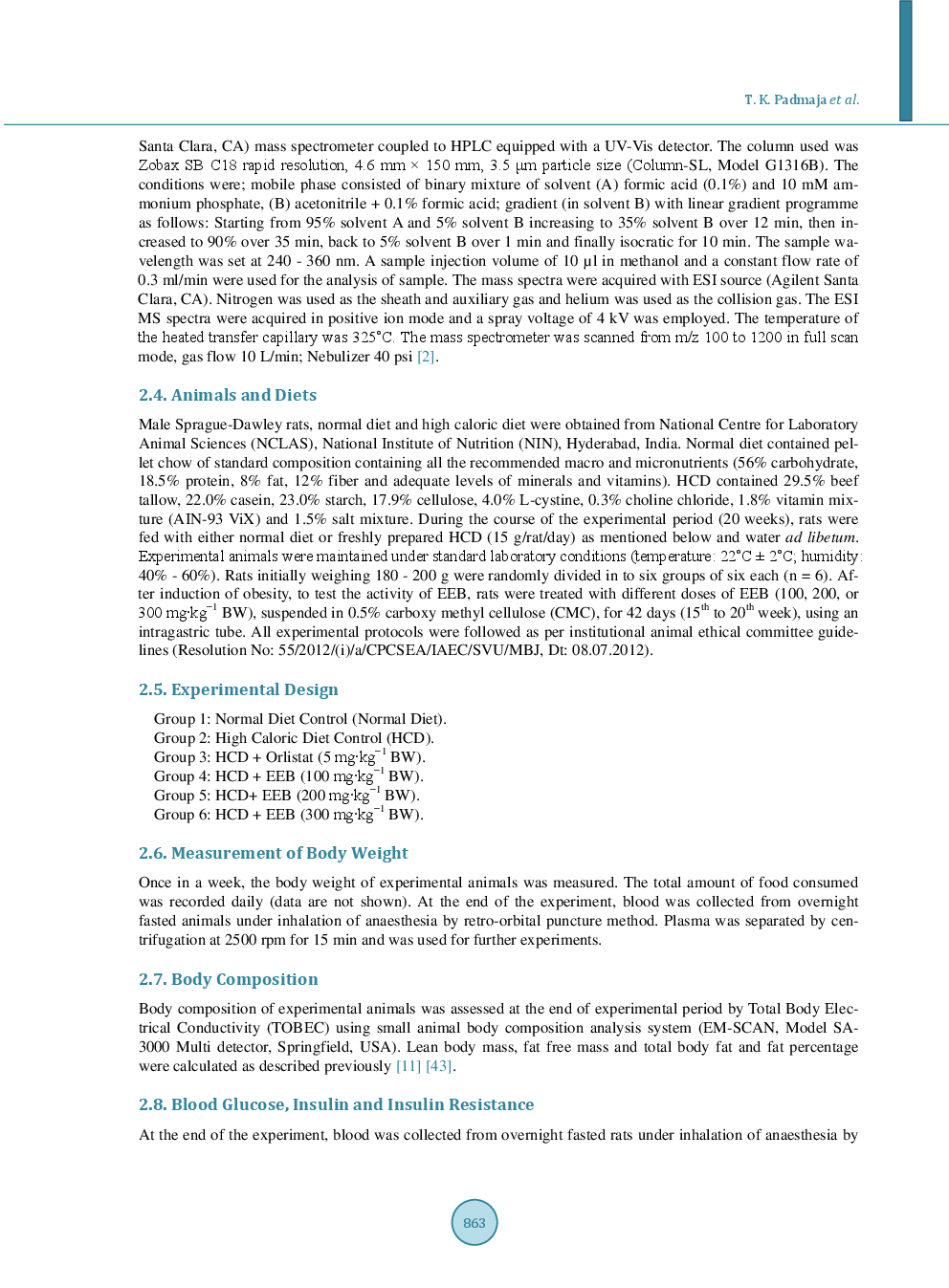 Antiobesity Activity Of Bauhinia Purpurea Extract: Effect On Hormones And Lipid Profile In High Calorie Diet Induced Obese Rats - Page 4