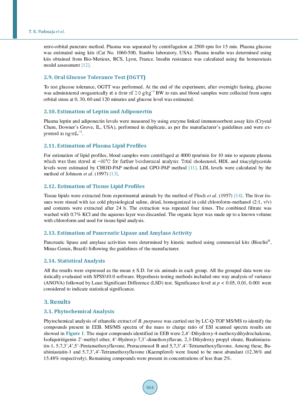 Antiobesity Activity Of Bauhinia Purpurea Extract: Effect On Hormones And Lipid Profile In High Calorie Diet Induced Obese Rats - Page 5