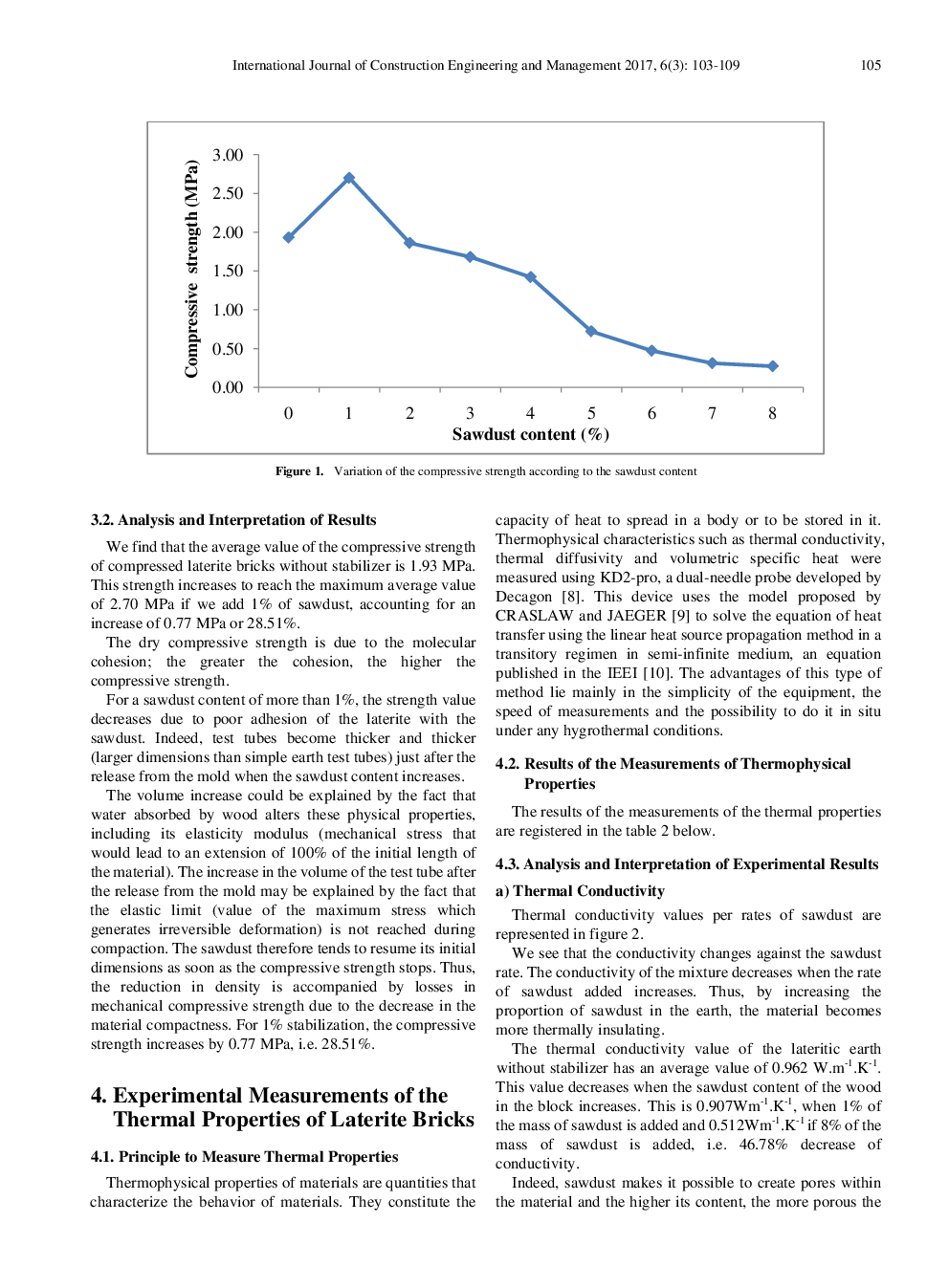 Experimental Study Of The Thermal And Mechanical Properties Of Compressed Earth Blocks Stabilized With Sawdust According To The Rates For The Thermal Insulation Of A Building - Page 4