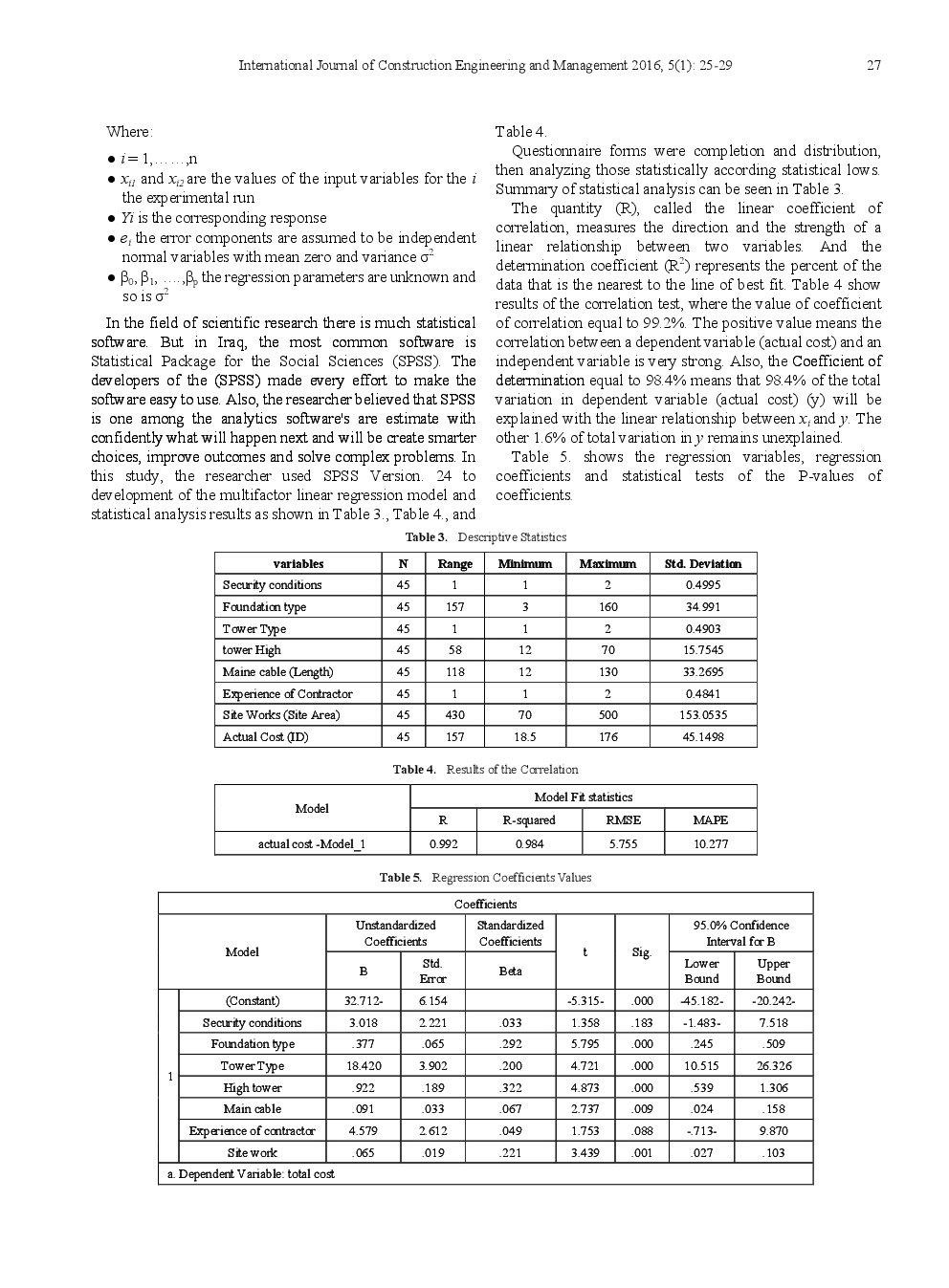 Building A Mathematical Model For Predicting The Cost Of The Communication Towers Projects Using Multifactor Linear Regression Technique - Page 4