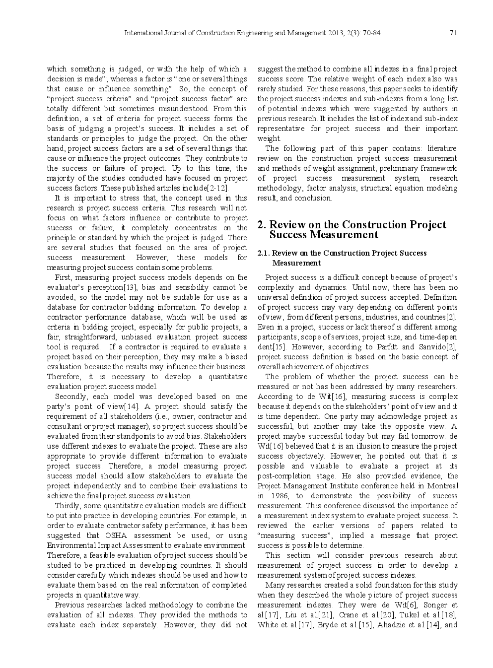 Quantitative Weighting For Evaluation Indexes Of Construction Project Success By Application Of Structural Equation Modeling - Page 3