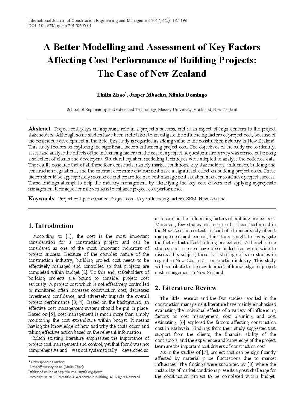A Better Modelling And Assessment Of Key Factors Affecting Cost Performance Of Building Projects The Case Of New Zealand - Page 2