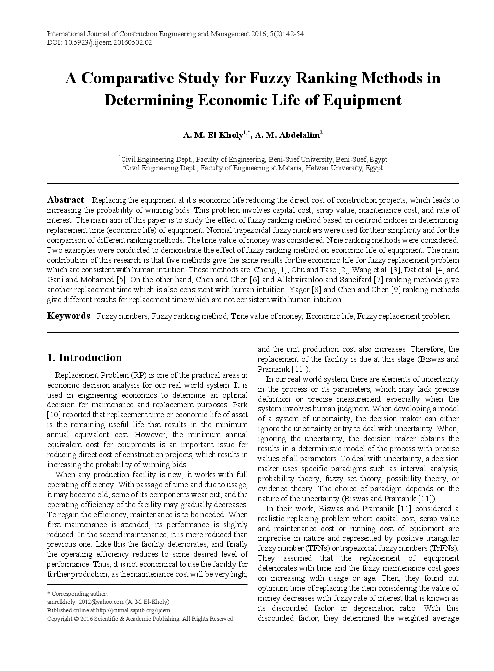 A Comparative Study For Fuzzy Ranking Methods In Determining Economic Life Of Equipment - Page 2
