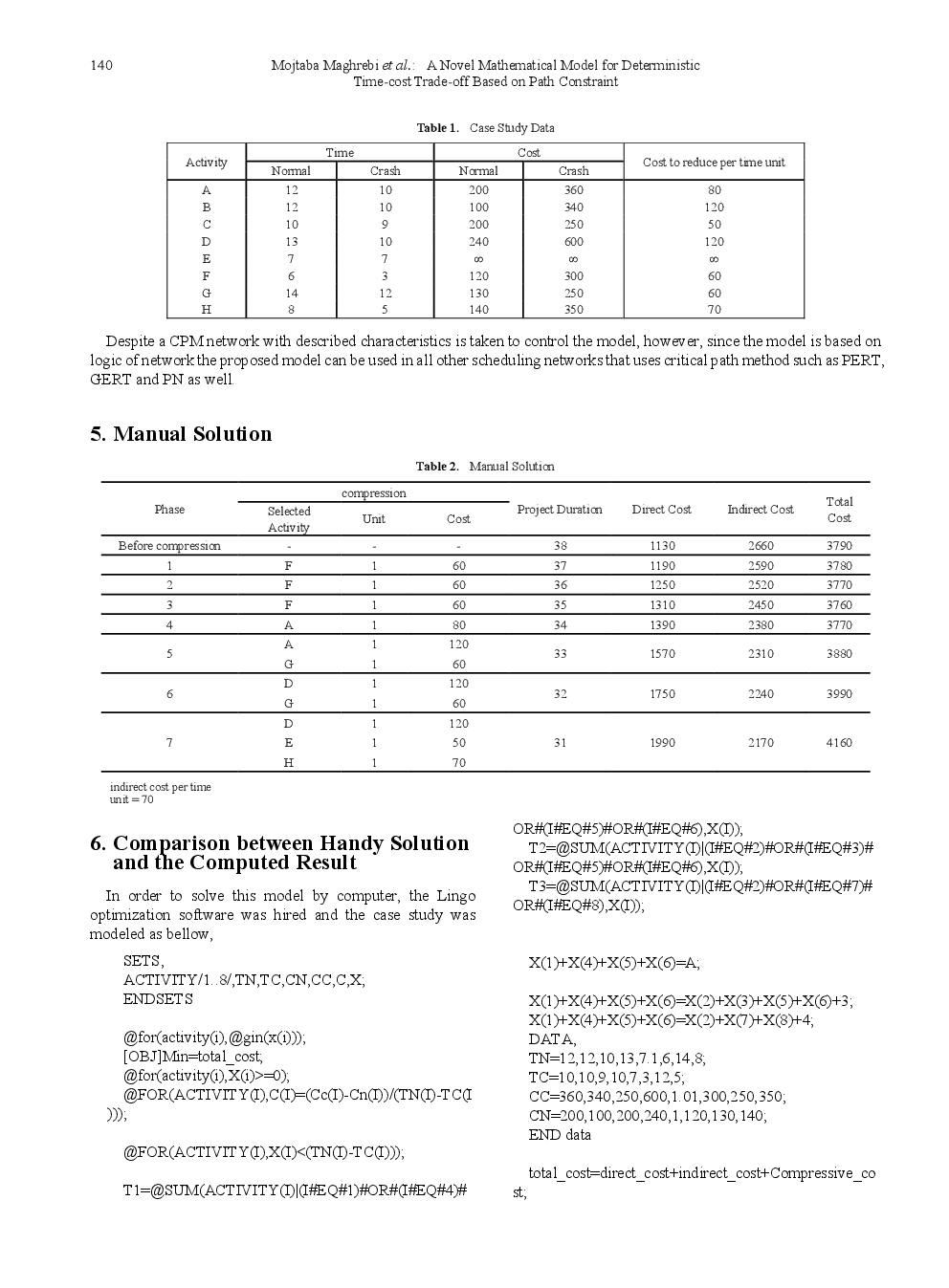 A Novel Mathematical Model For Deterministic Time-Cost Trade-Off Based On Path Constraint - Page 5