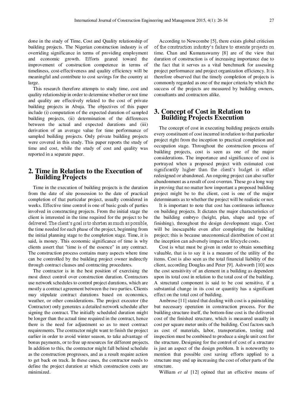 A Study Of Time And Cost Relationship Of Private Building Projects In Abuja - Page 3