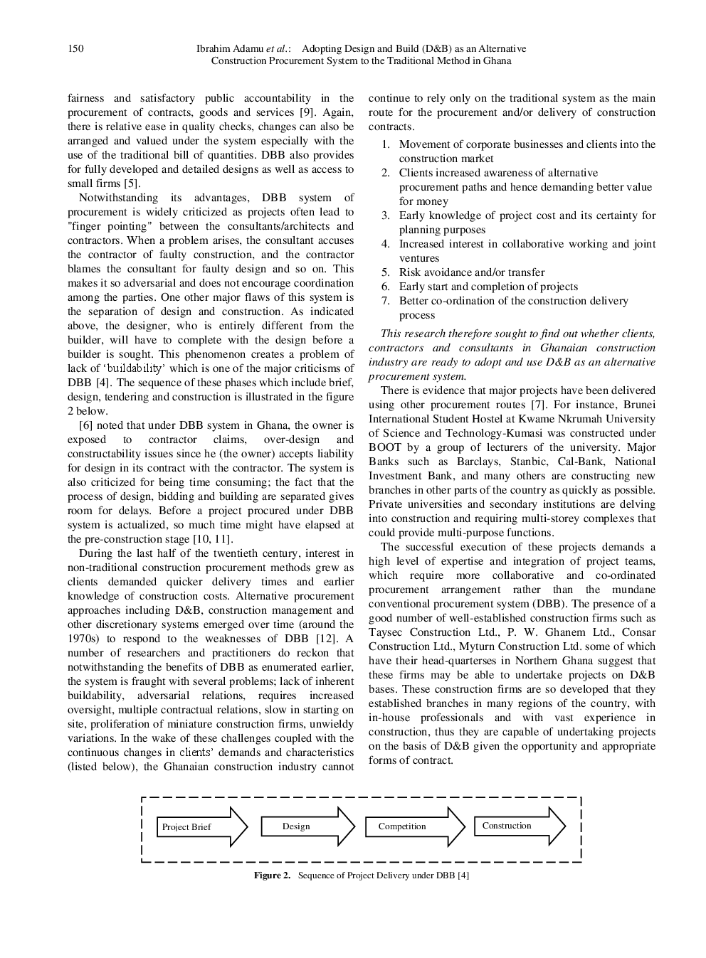 Adopting Design And Build (D&B) As An Alternative Construction Procurement System To The Traditional Method In Ghana - Page 4