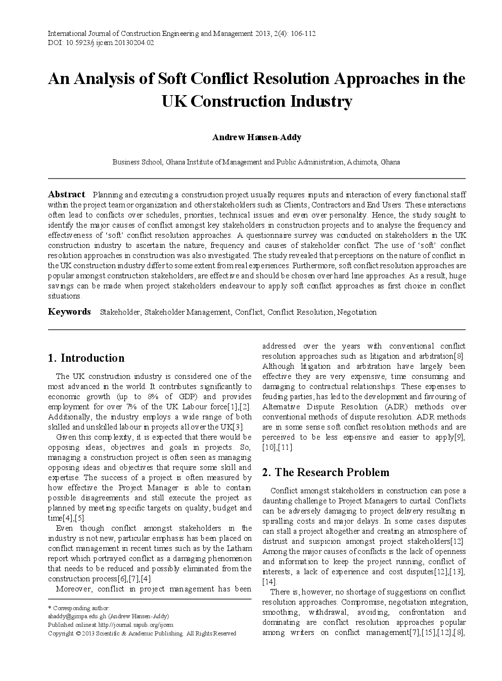 An Analysis Of Soft Conflict Resolution Approaches In The UK Construction Industry - Page 2