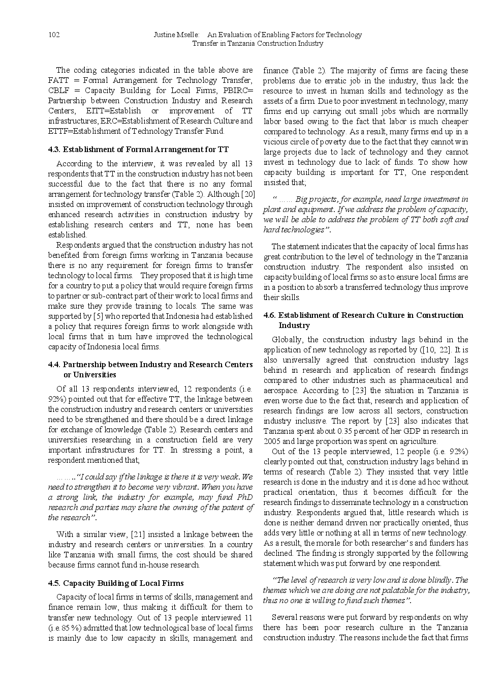 An Evaluation Of Enabling Factors For Technology Transfer In Tanzania Construction Industry - Page 5