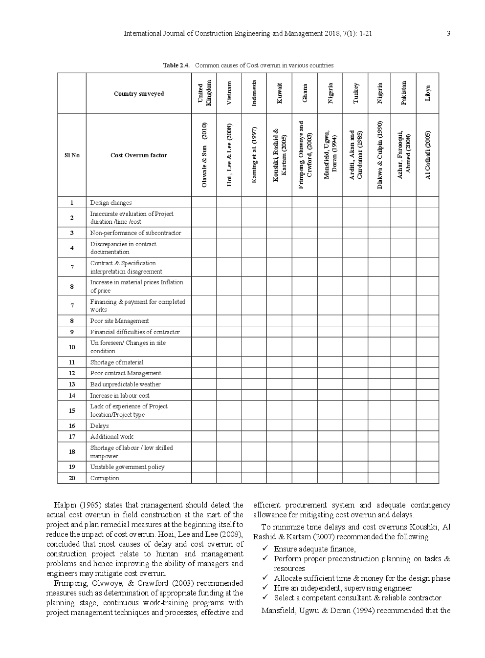 An Investigation Into Cost Overrun In Construction Projects In United Arab Emirates - Page 4
