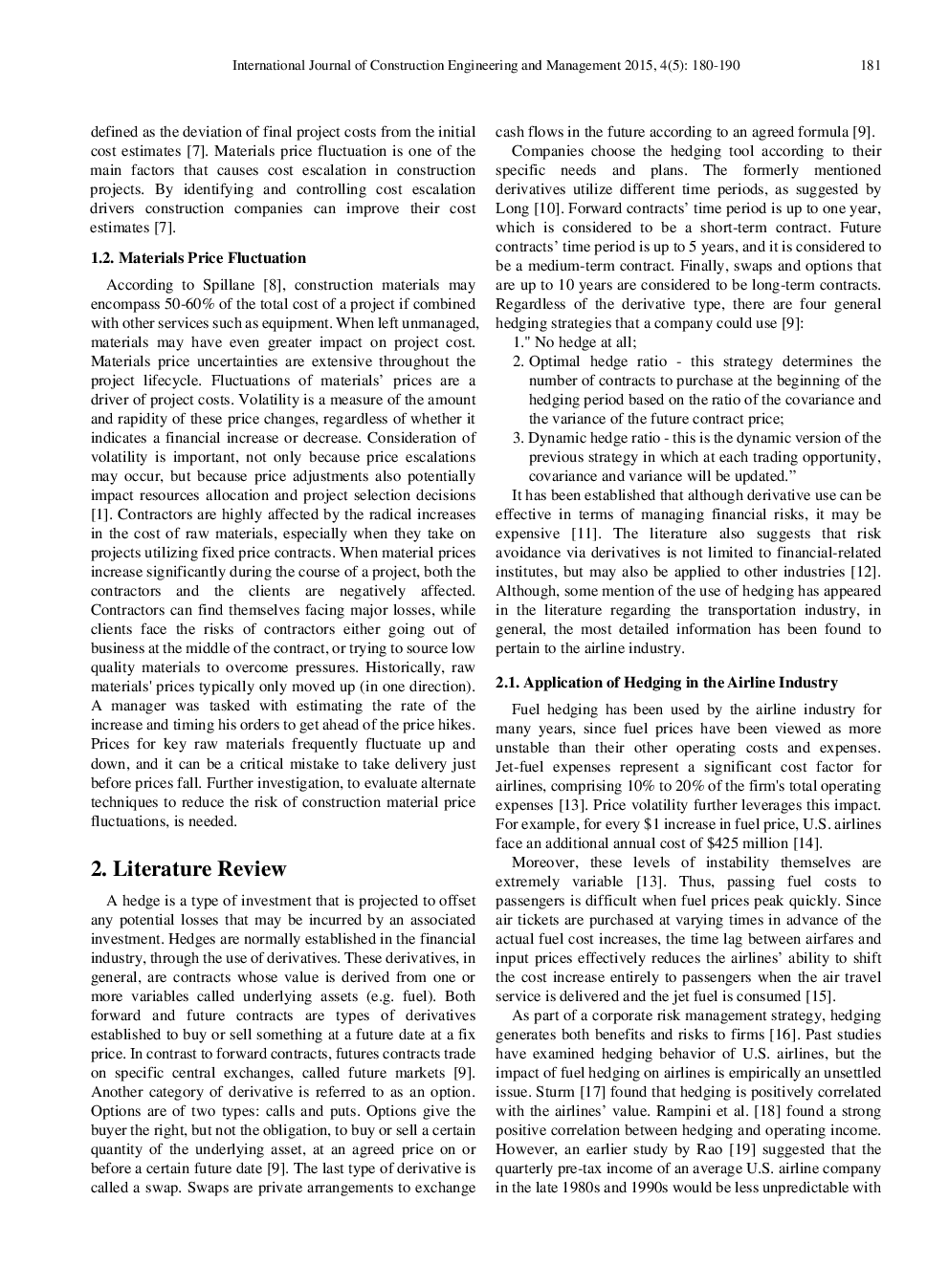Application Of Hedging Principles To Materials Price Risk Mitigation In Construction Projects - Page 3
