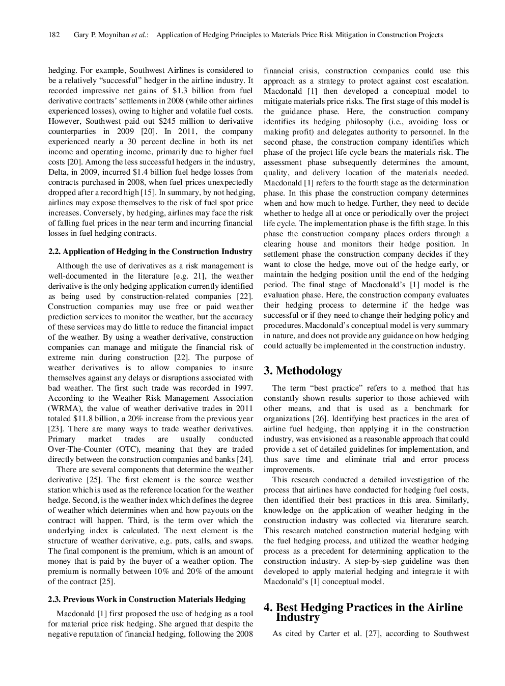 Application Of Hedging Principles To Materials Price Risk Mitigation In Construction Projects - Page 4