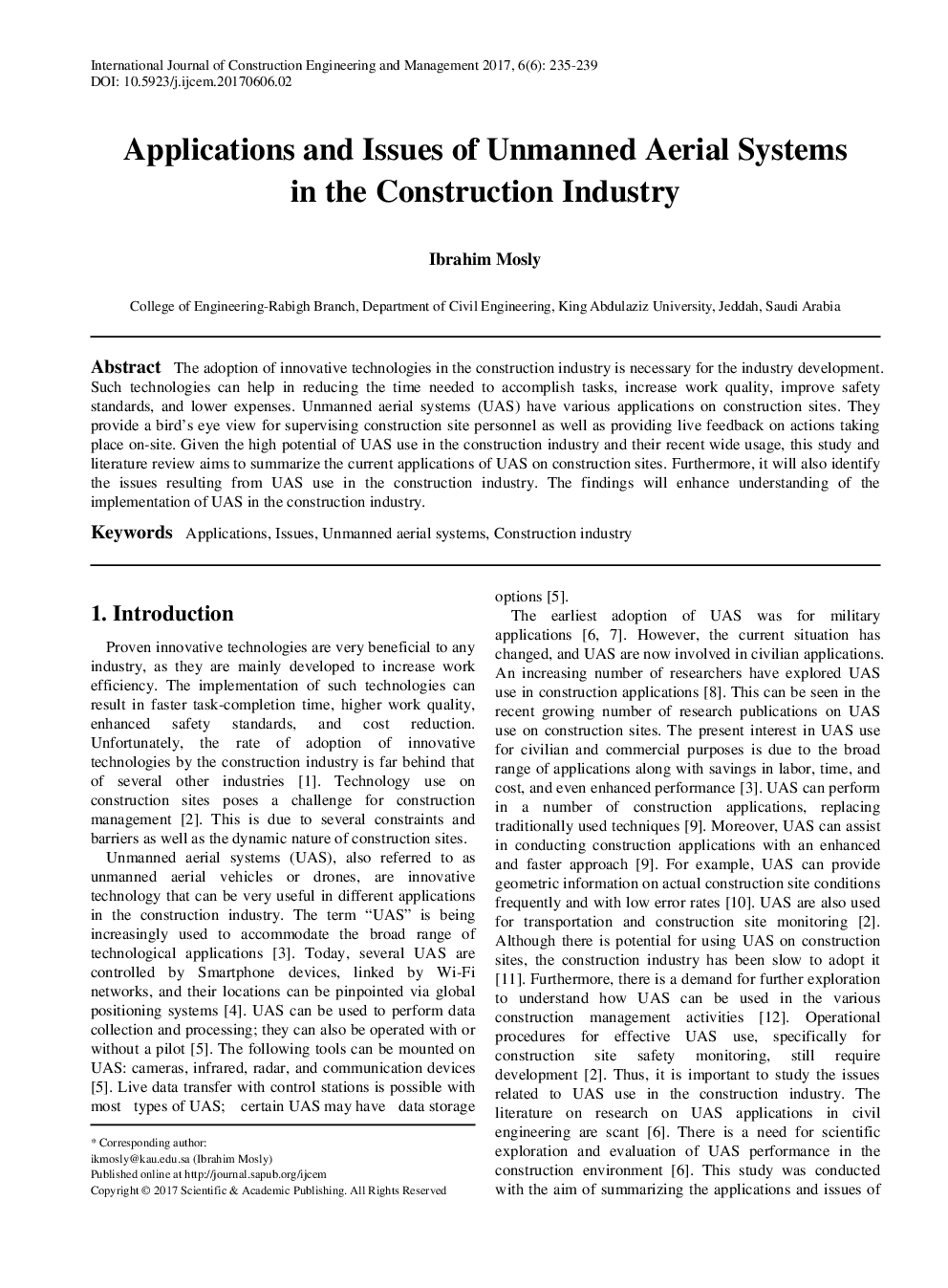 Applications And Issues Of Unmanned Aerial Systems In The Construction Industry - Page 2