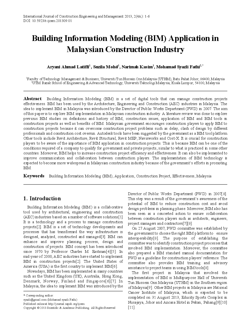 Building Information Modeling (BIM) Application In Malaysian Construction Industry - Page 2