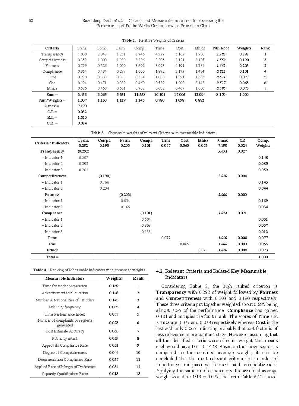 Criteria And Measurable Indicators For Assessing The Performance Of Public Works Contract Award Process In Chad - Page 5