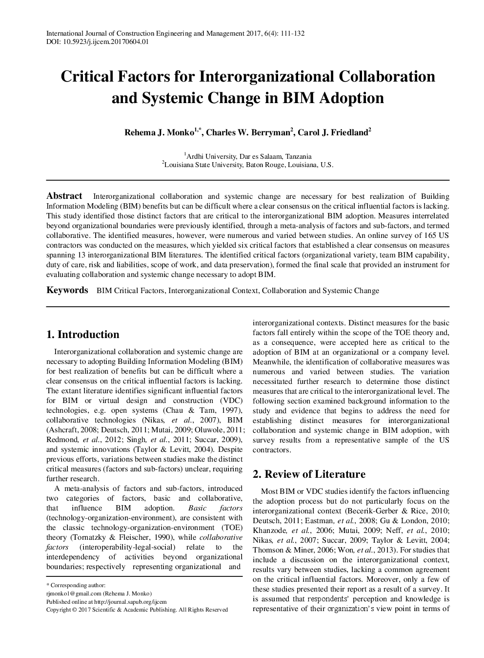 Critical Factors For Interorganizational Collaboration And Systemic Change In BIM Adoption - Page 2