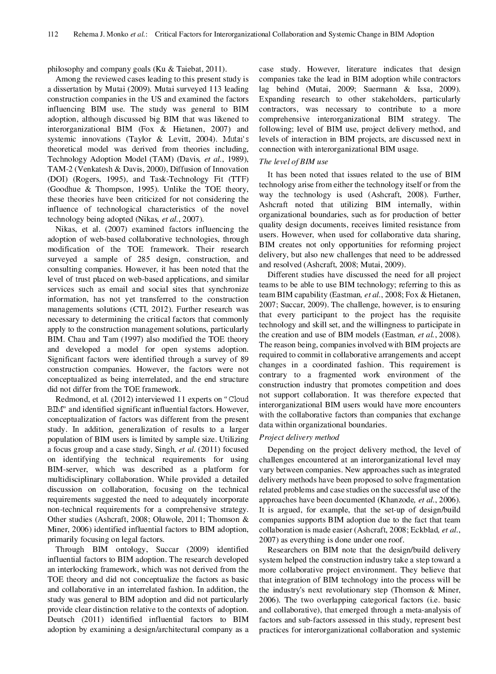 Critical Factors For Interorganizational Collaboration And Systemic Change In BIM Adoption - Page 3