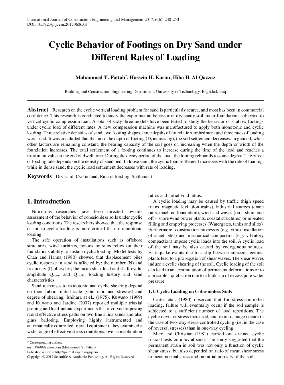 Cyclic Behavior Of Footings On Dry Sand Under Different Rates Of Loading - Page 2