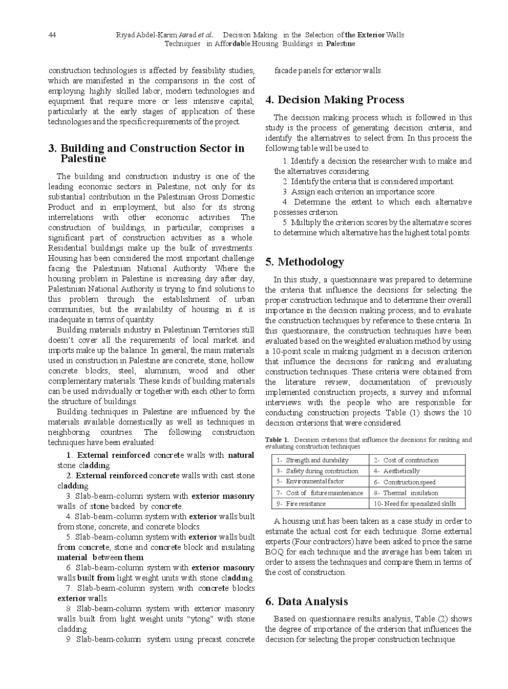 Decision Making In The Selection Of The Exterior Walls Techniques In Affordable Housing Buildings In Palestine - Page 3