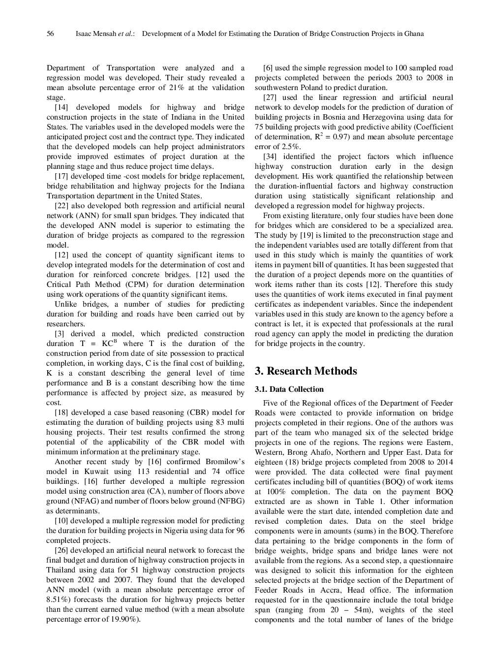 Development Of A Model For Estimating The Duration Of Bridge Construction Projects In Ghana - Page 3