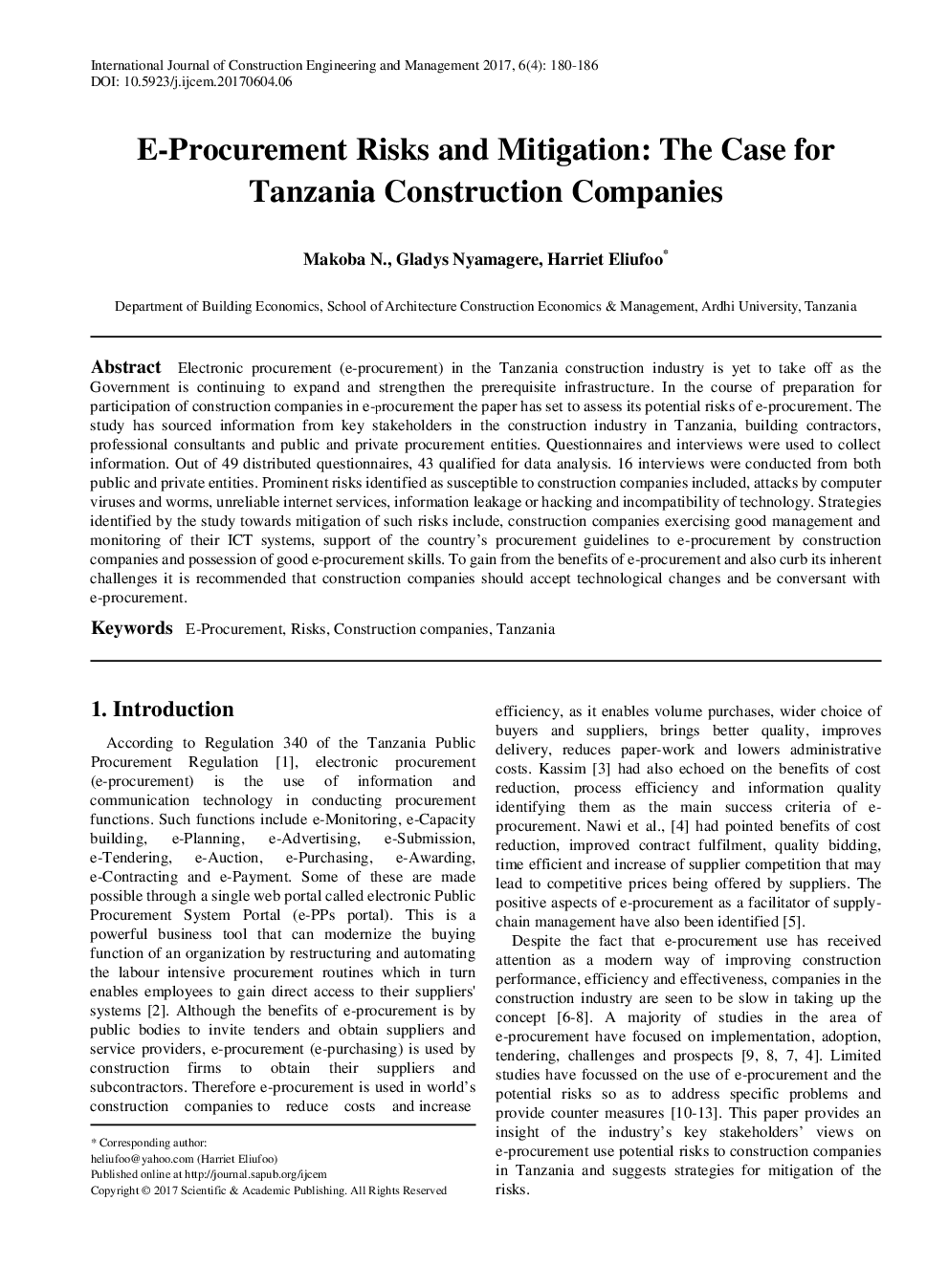 E-Procurement Risks And Mitigation The Case For Tanzania Construction Companies - Page 2