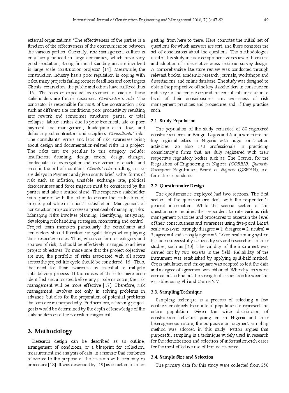Evaluating The Awareness Level Of Risk Management Amongst Construction Stakeholders In Nigeria - Page 4