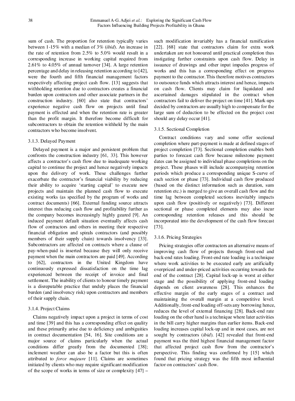 Exploring The Significant Cash Flow Factors Influencing Building Projects Profitability In Ghana - Page 5