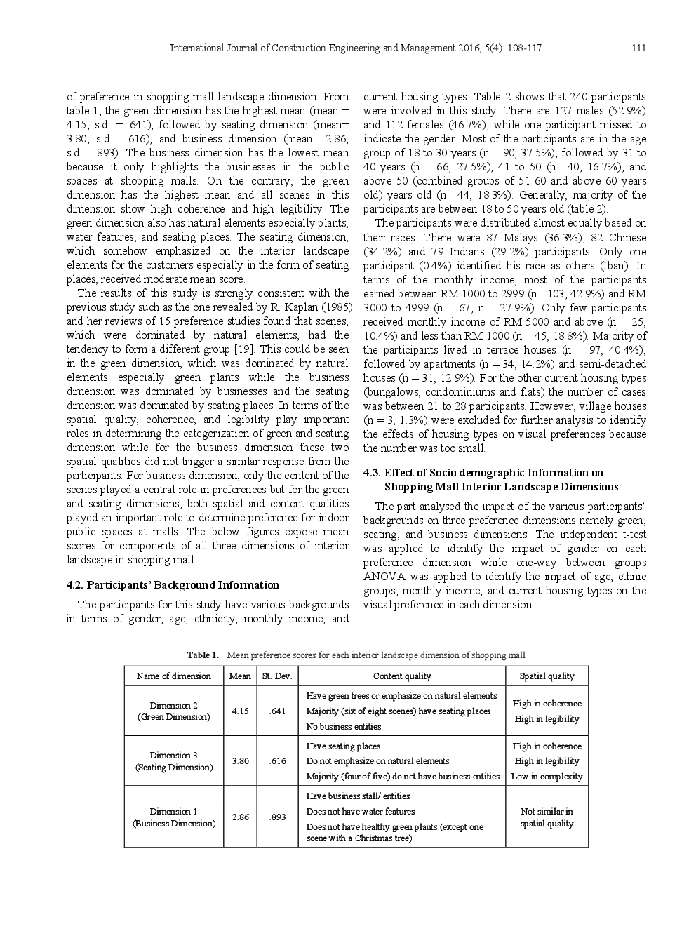 Factors Affecting People Preferences Toward Environment Landscape, Case Study Shopping Mall In Kuala Lumpur - Page 5