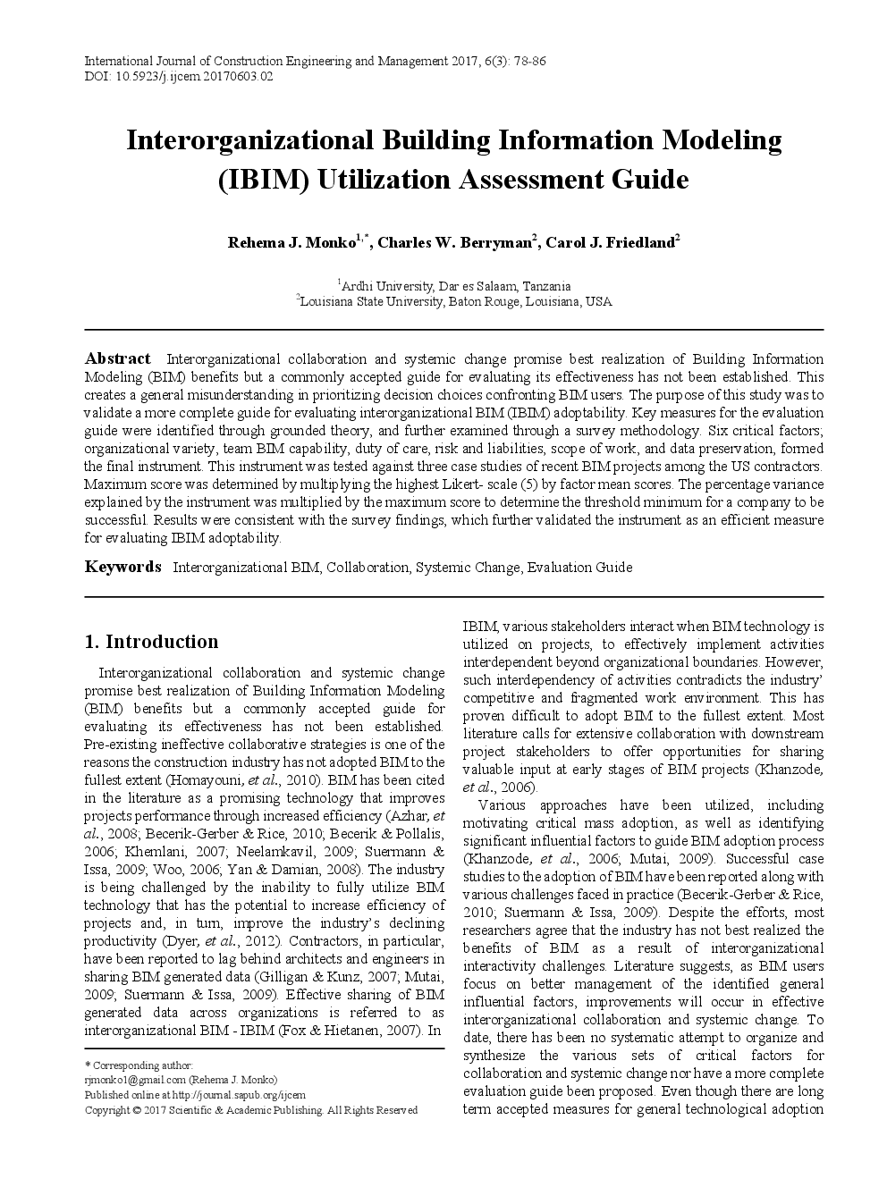 Interorganizational Building Information Modeling (IBIM) Utilization Assessment Guide - Page 2