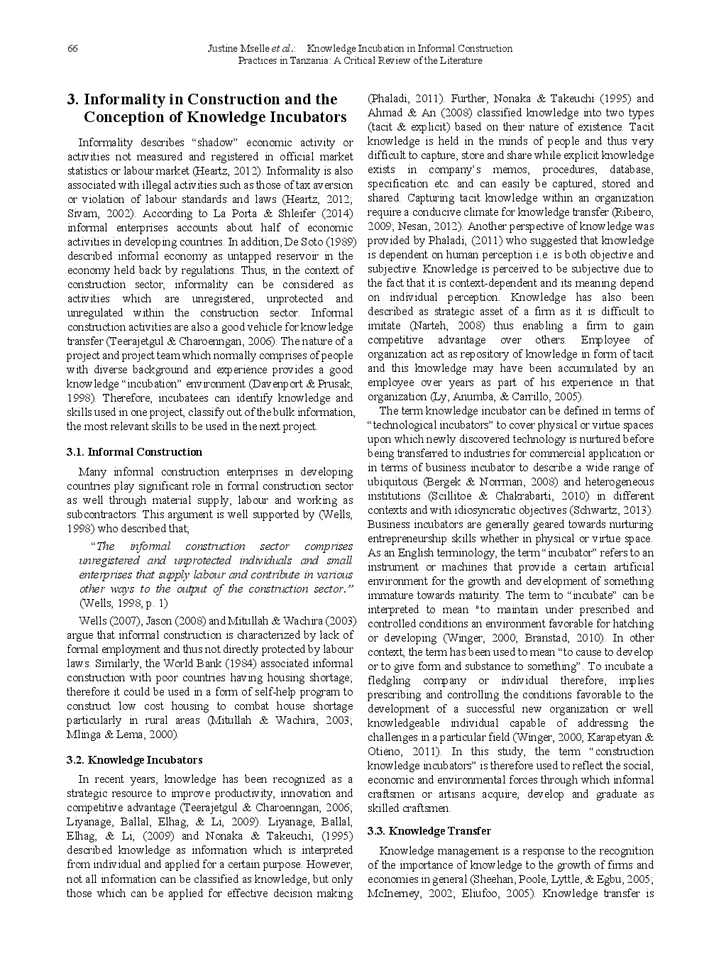 Knowledge Incubation In Informal Construction Practices In Tanzania A Critical Review Of The Literature - Page 5
