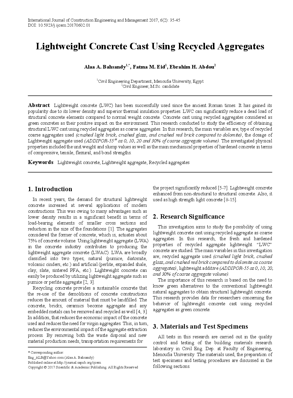 Lightweight Concrete Cast Using Recycled Aggregates - Page 2