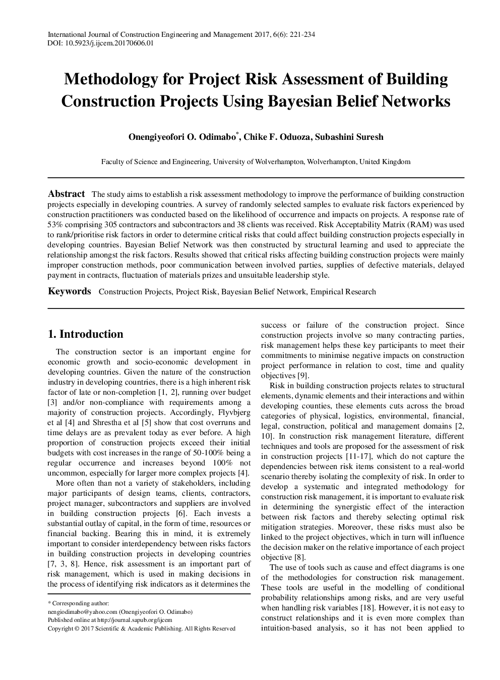 Methodology for Project Risk Assessment of Building Construction Projects Using Bayesian Belief Networks - Page 2