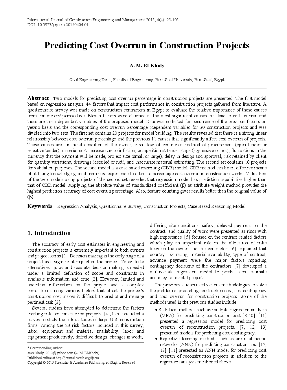 Predicting Cost Overrun In Construction Projects - Page 2